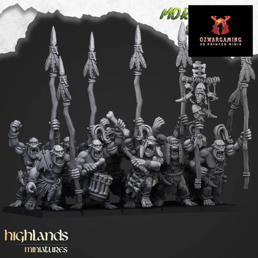 Moredhun’s Feral Orcs Spears | Highlands Miniatures 28/32mm Fantasy Wargaming Miniatures Role Playing Miniatures