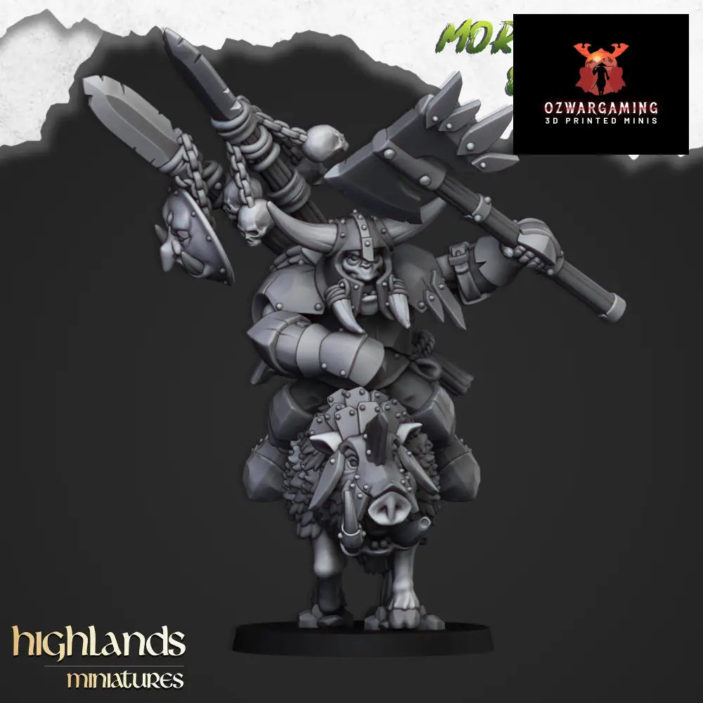 Moredhun’s Orcs Mounted Hero | Highlands Miniatures 28/32mm Fantasy Wargaming Miniatures Role Playing Miniatures