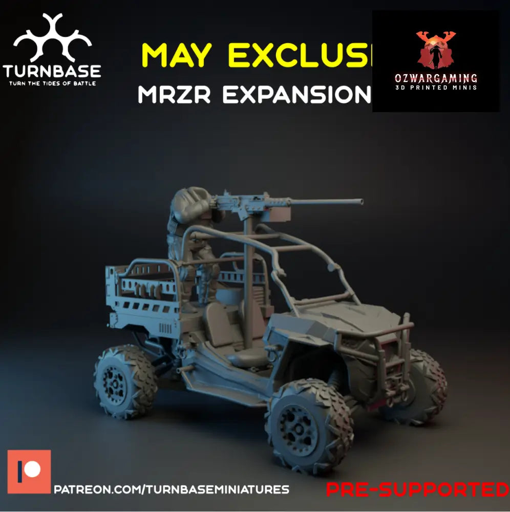 MRZR Military Tactical Vehicle | Turnbase Modern Military Wargaming Miniatures 2 Seater with Mounted Gun Role Playing