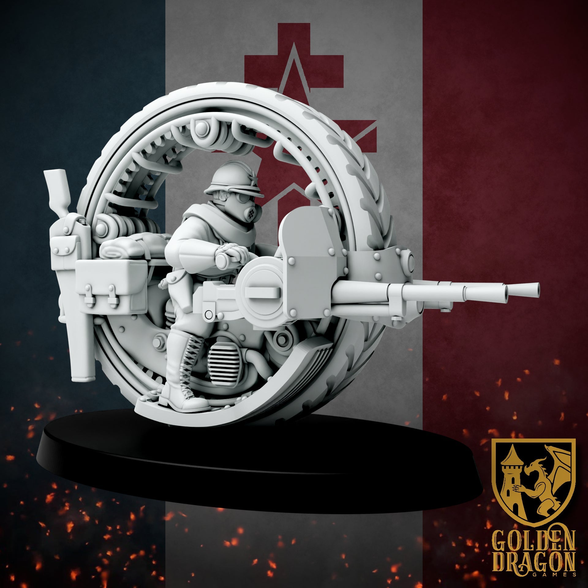 New French Republic Monowheel Chasseurs | Golden Dragon Games Weird WW2 Role Playing Miniatures
