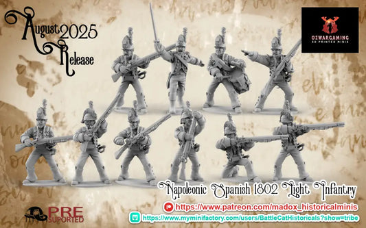 Napoleonic Spanish 1802 Light Infantry | Battlecat 28mm Historical Wargaming Miniatures Role Playing Miniatures