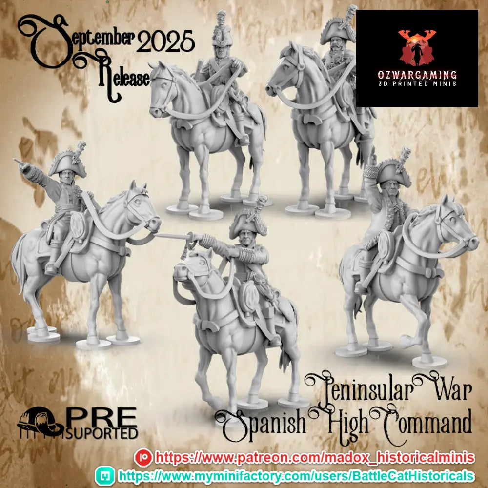 Napoleonic Spanish Peninsular High Command | Battlecat 28mm Historical Wargaming Miniatures Role Playing Miniatures