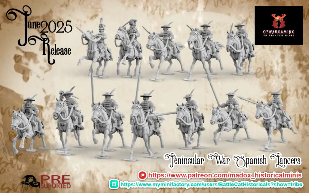Napoleonic Spanish Peninsular Lancers | Battlecat 28mm Historical Wargaming Miniatures Role Playing Miniatures