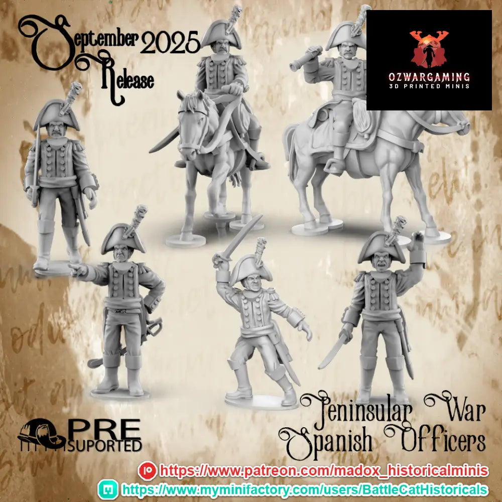 Napoleonic Spanish Peninsular Officers | Battlecat 28mm Historical Wargaming Miniatures Role Playing Miniatures