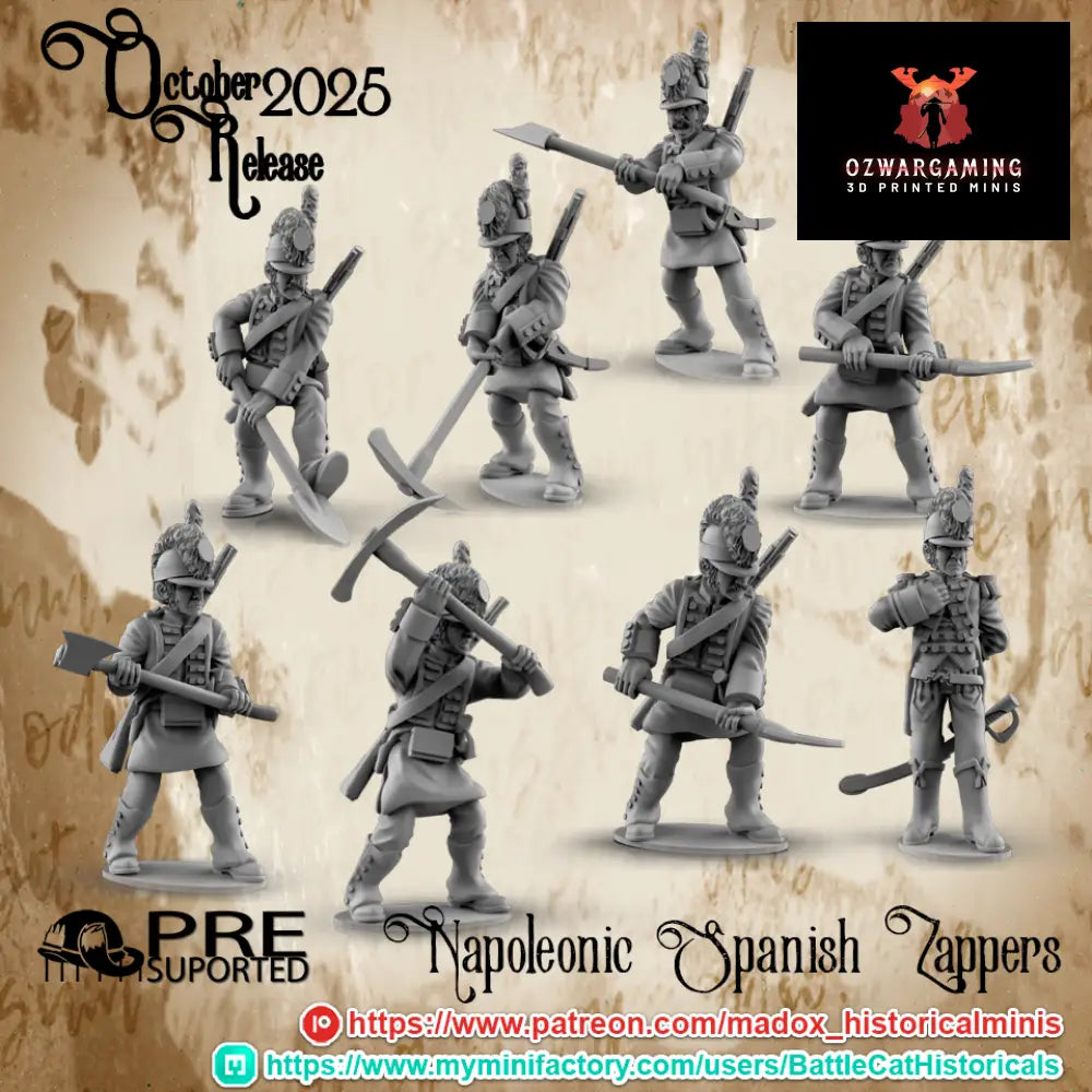 Napoleonic Spanish Sappers | Battlecat 28mm Historical Wargaming Miniatures Role Playing Miniatures