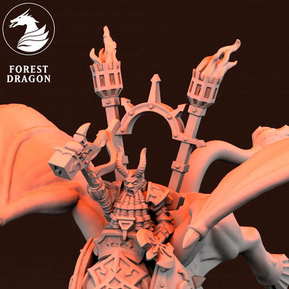 Dwarf Daemonsmith Lord on Taurus | Forest Dragon 10mm Fantasy Wargaming Miniatures Horns Role Playing Miniatures