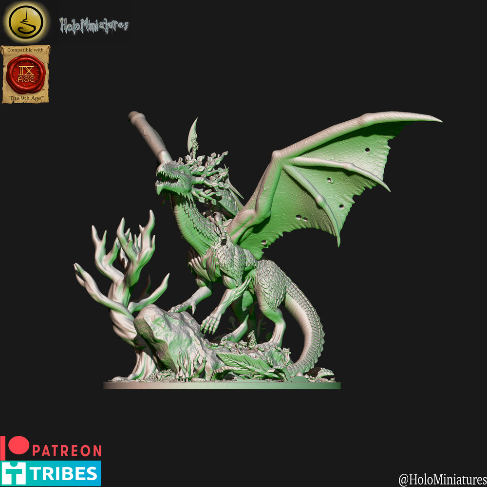 Wood Elves Lord on Forest Dragon | Holominiatures 28mm Fantasy Wargaming Miniatures