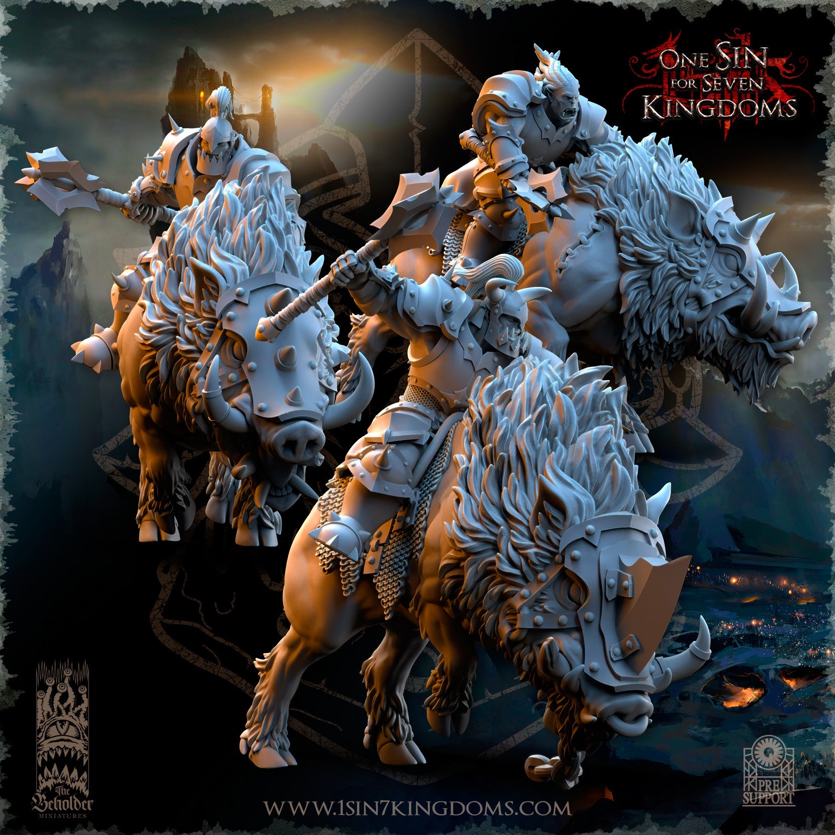 Nestah Orcs Beast Boars Riders | The Beholder Miniatures 28/32mm Fantasy Wargaming Miniatures