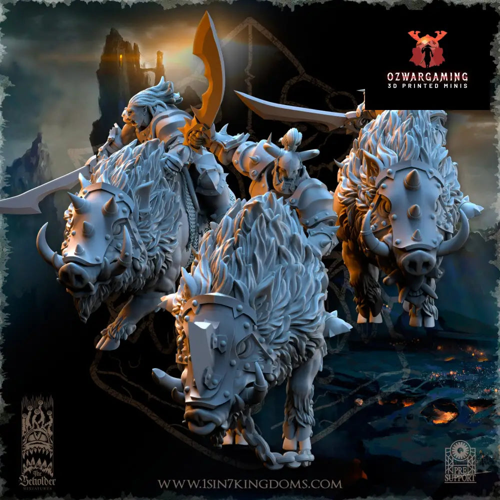 Nestah Orcs Beast Boars Riders | The Beholder Miniatures 28/32mm Fantasy Wargaming Miniatures