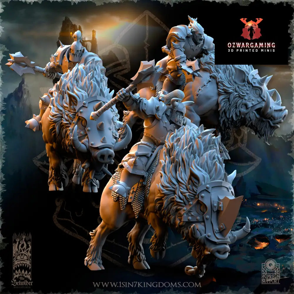 Nestah Orcs Beast Boars Riders | The Beholder Miniatures 28/32mm Fantasy Wargaming Miniatures