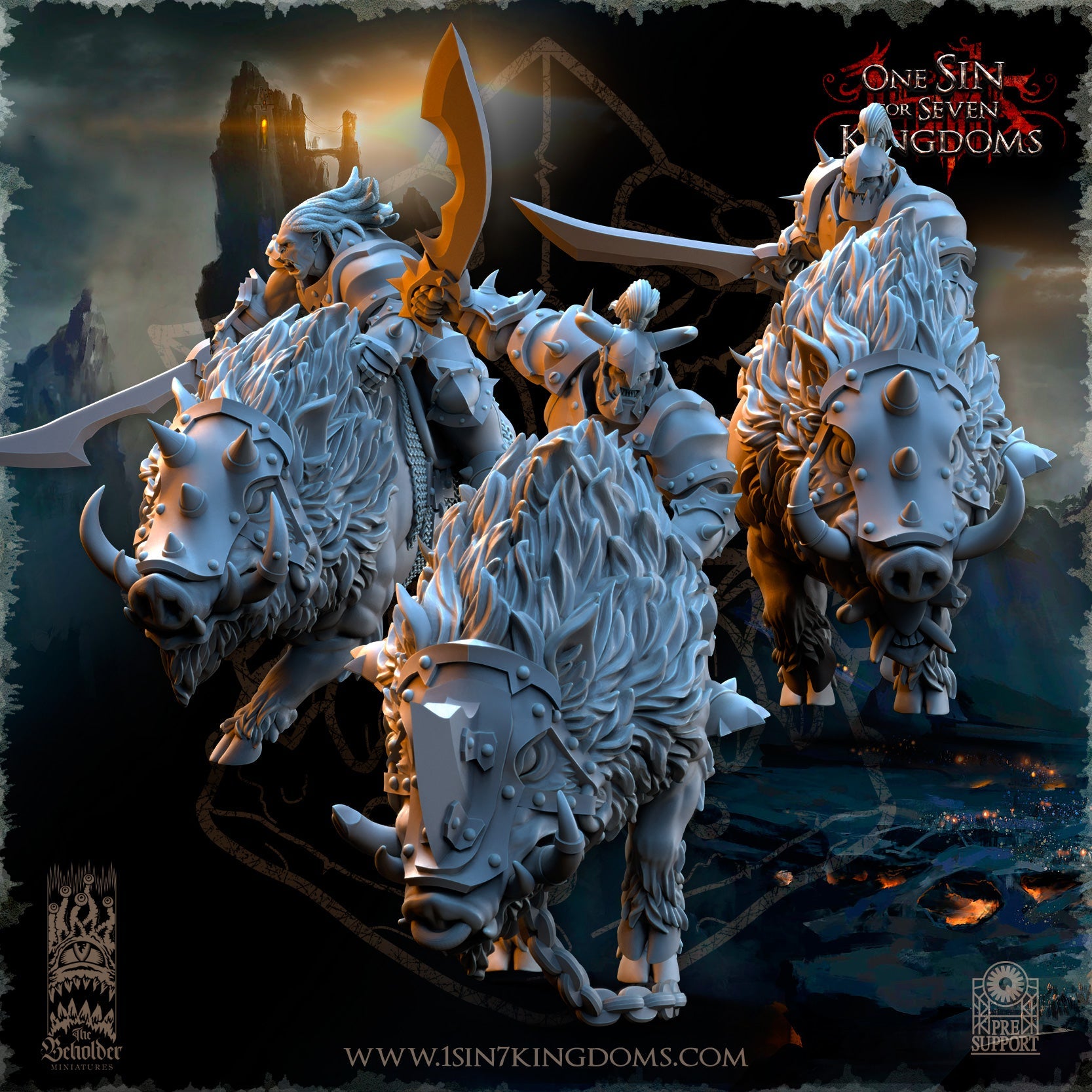 Nestah Orcs Beast Boars Riders | The Beholder Miniatures 28/32mm Fantasy Wargaming Miniatures