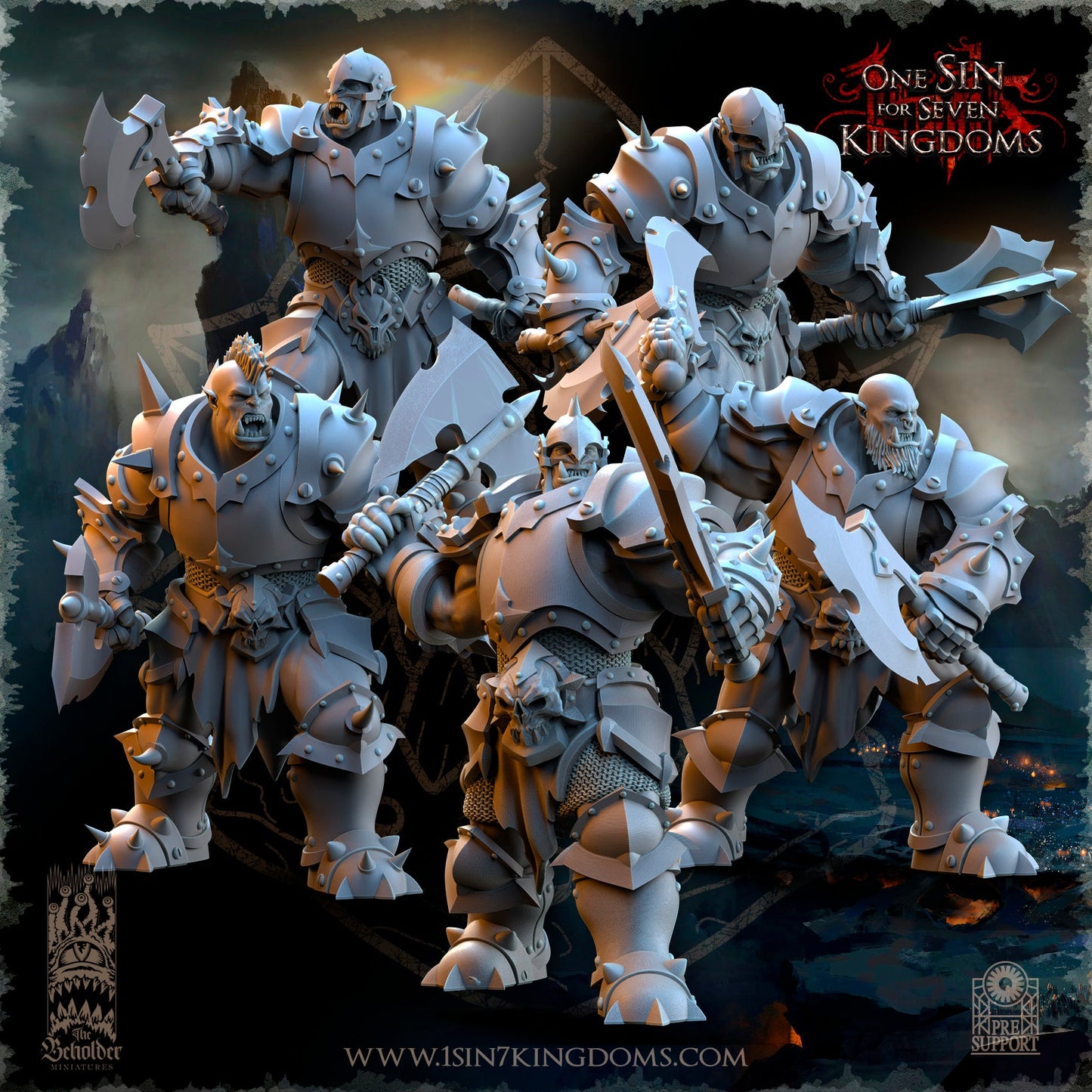 Nestah Orcs Warrior Dual Weapons | The Beholder Miniatures 28/32mm Fantasy Wargaming Miniatures