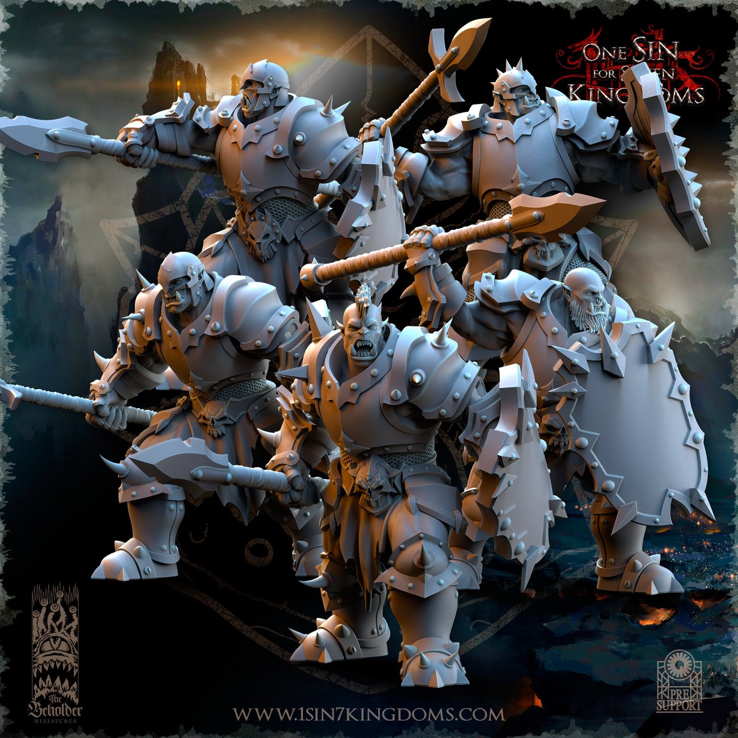 Nestah Orcs Warrior Spears | The Beholder Miniatures 28/32mm Fantasy Wargaming Miniatures