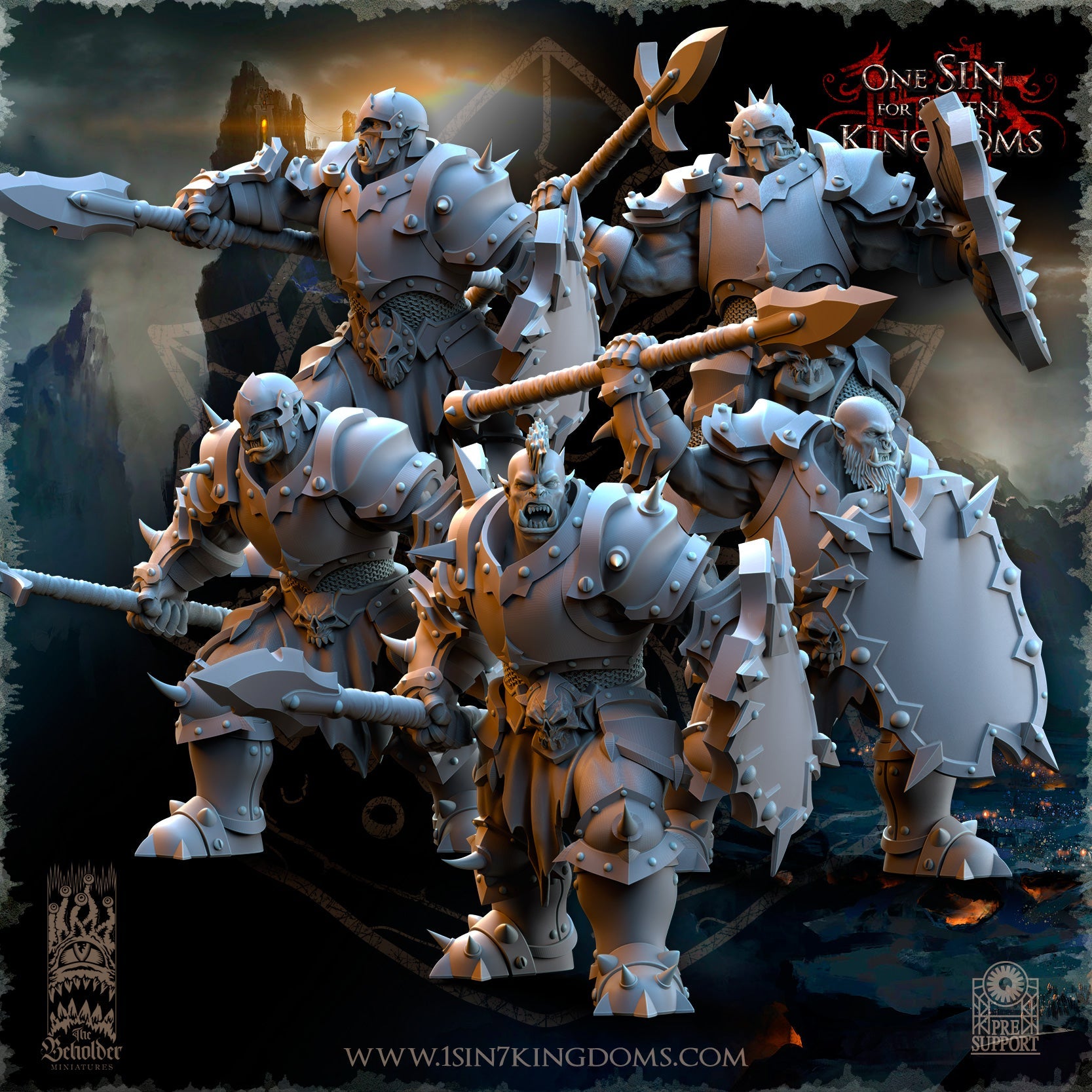 Nestah Orcs Warrior Spears | The Beholder Miniatures 28/32mm Fantasy Wargaming Miniatures