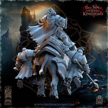 Khur Gann Nestah Warlord on Warbringer Boar | The Beholder Miniatures 28/32mm Fantasy Wargaming Miniatures
