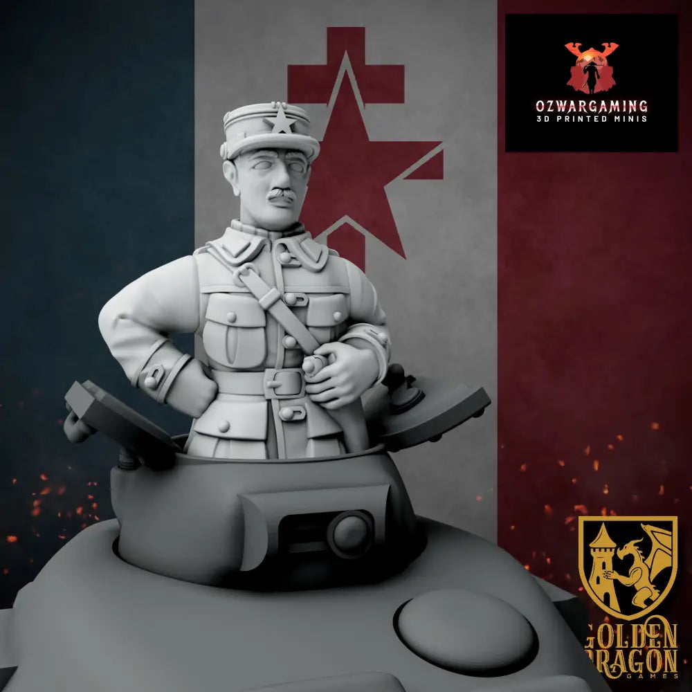 New French Republic Colonel Charles De Gaulle | Golden Dragon Games Weird WW2 Role Playing Miniatures
