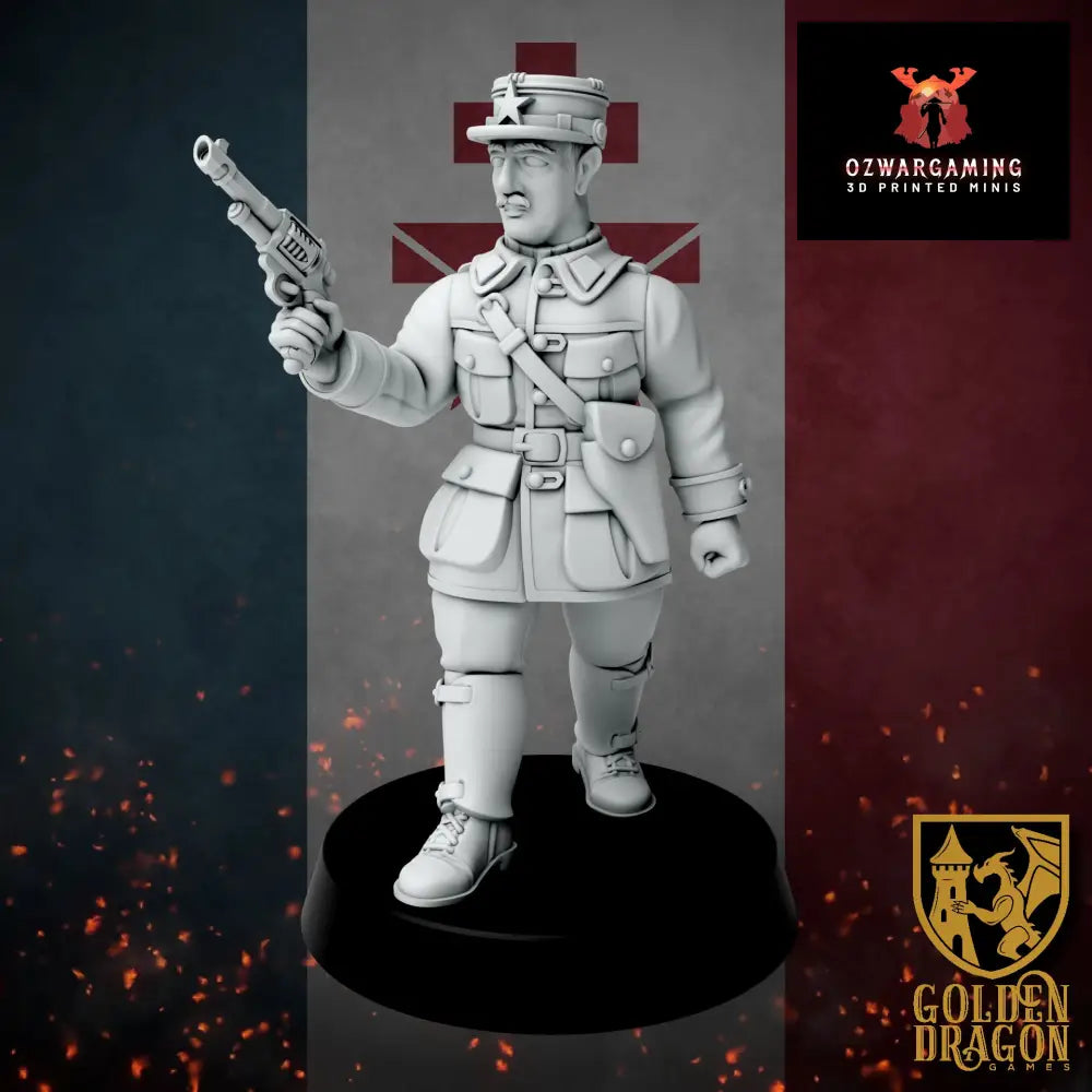 New French Republic Colonel Charles De Gaulle | Golden Dragon Games Weird WW2 Role Playing Miniatures