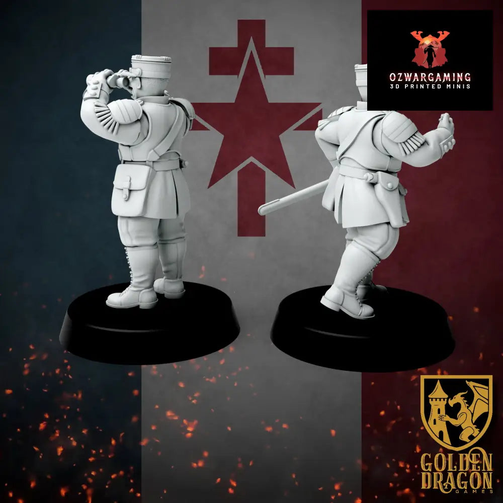 New French Republic Infantry Officers | Golden Dragon Games Weird WW2 Role Playing Miniatures