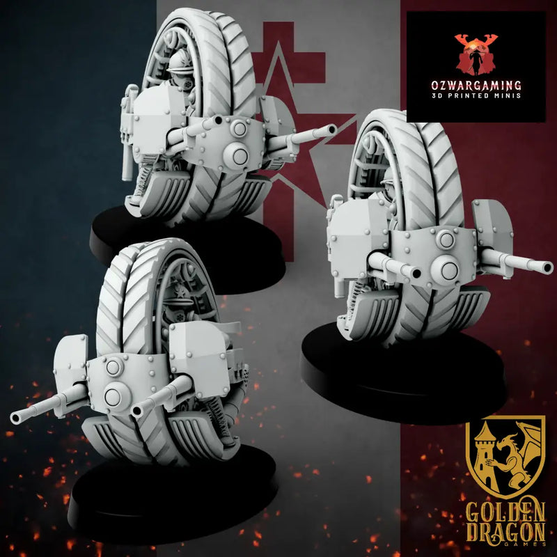 New French Republic Monowheel Chasseurs | Golden Dragon Games Weird WW2 Role Playing Miniatures