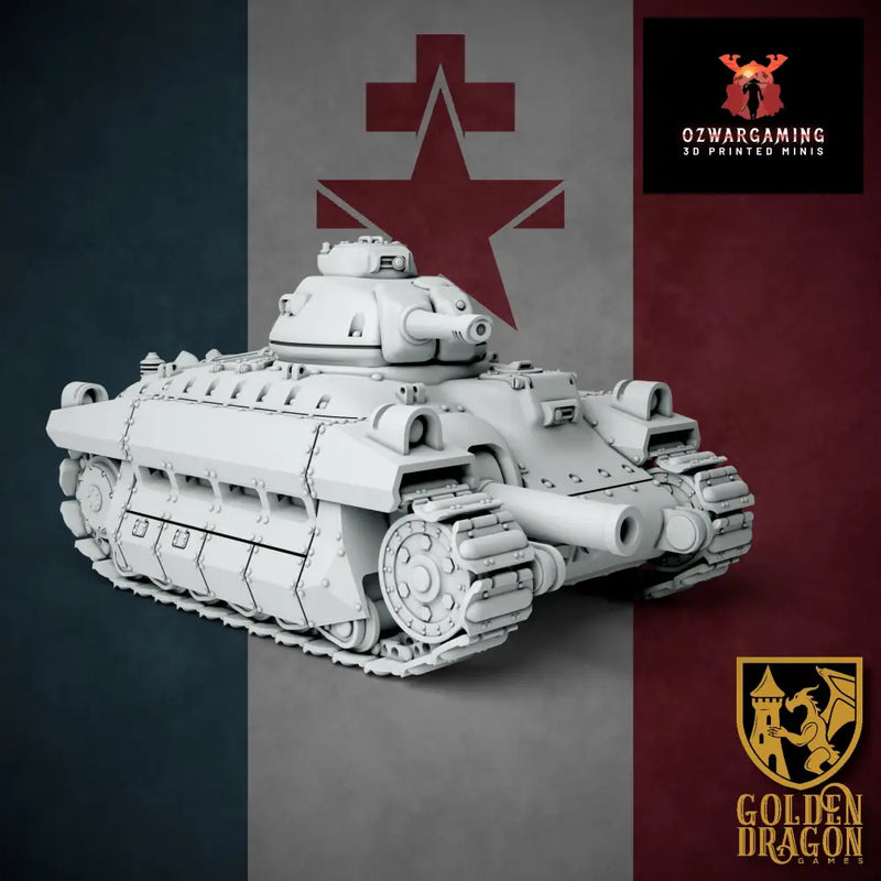 New French Republic R-18 Liberte Battle Tank | Golden Dragon Games Weird WW2 Role Playing Miniatures