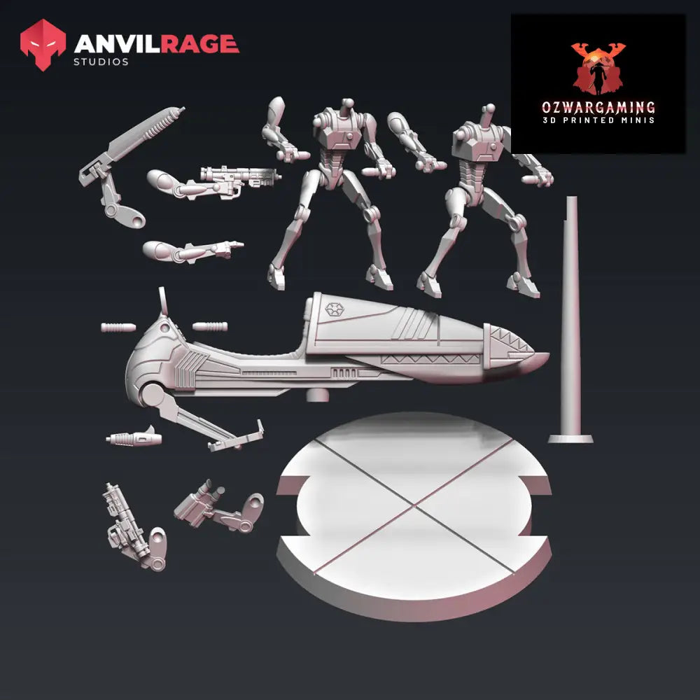 Ninja Droid Speeders | Anvilrage Galactic SciFi Miniatures 32mm 1/47 Legion Scale Role Playing Miniatures