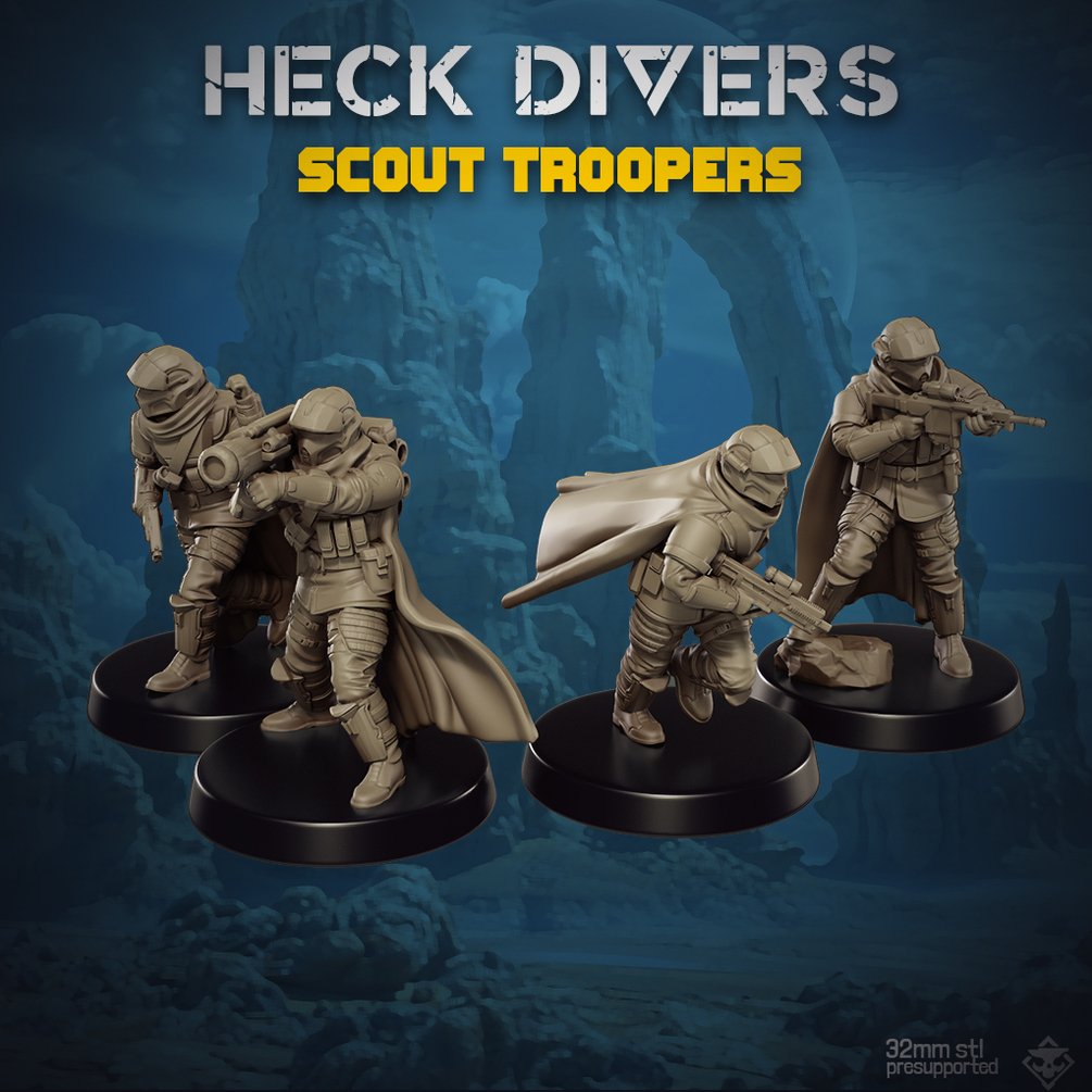 Heckdivers: Scout Troopers | Skullforge Studios 32mm Wargaming Miniatures Role Playing Miniatures