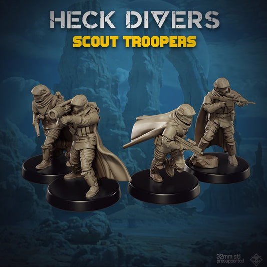 Heckdivers: Scout Troopers | Skullforge Studios 32mm Wargaming Miniatures Role Playing Miniatures