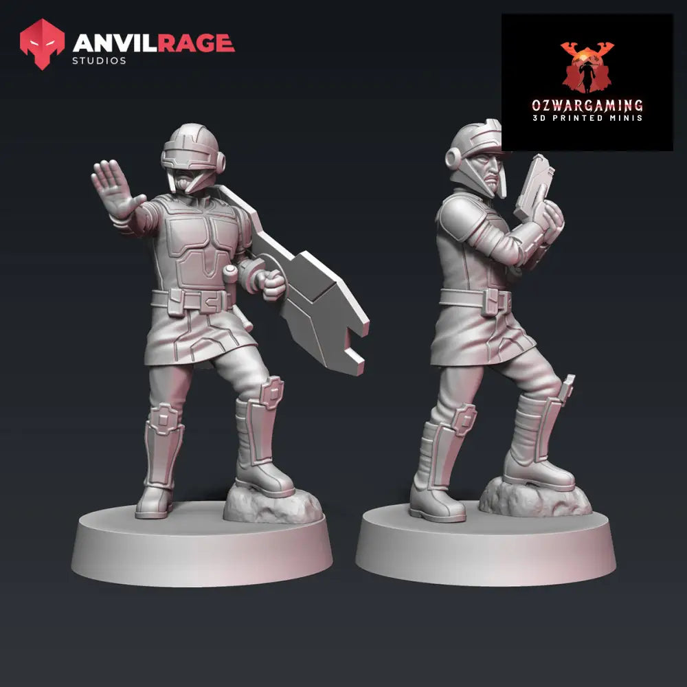 Old Way Peacekeeper Officers | Anvilrage Galactic SciFi Miniatures 32mm 1/47 Legion Scale Role Playing Miniatures