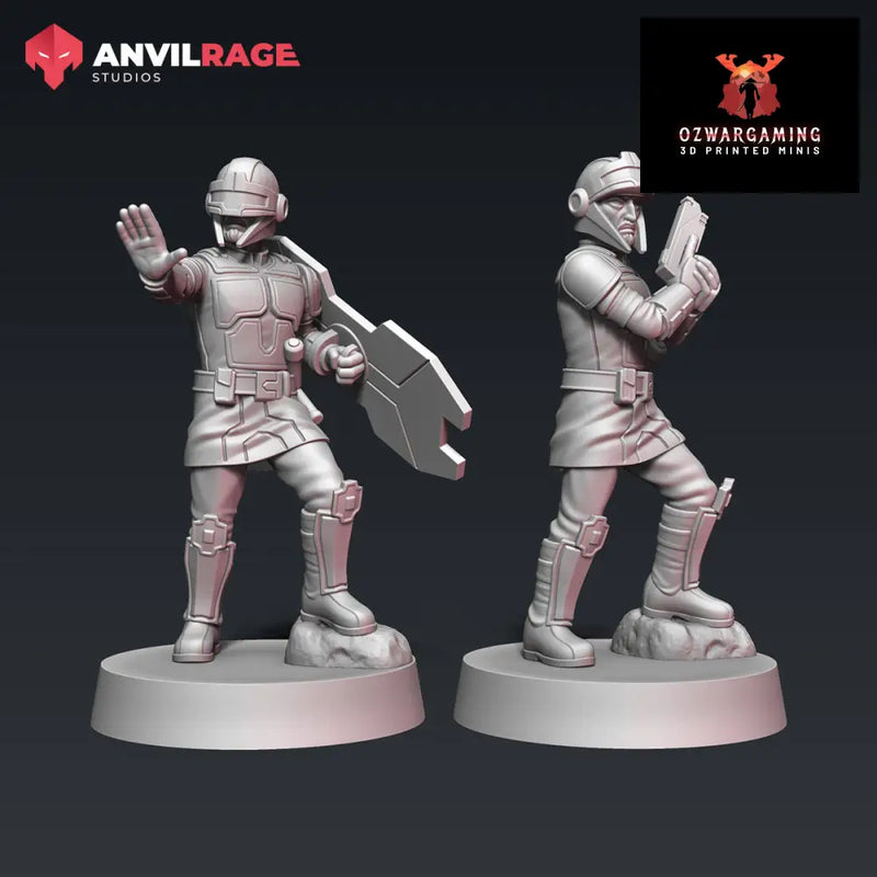 Old Way Peacekeeper Officers | Anvilrage Galactic SciFi Miniatures 32mm 1/47 Legion Scale Role Playing Miniatures