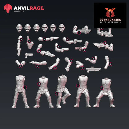 Old Way Peacekeeper Pistoleers | Anvilrage Galactic SciFi Miniatures 32mm 1/47 Legion Scale Role Playing Miniatures