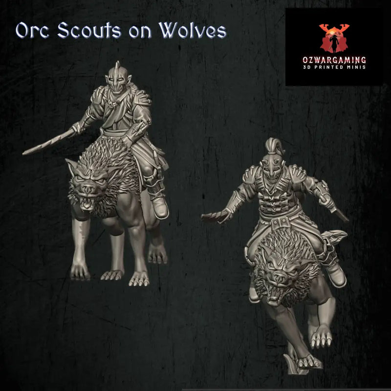 Orc Scouts on Wolves | Quartermaster3D 25mm Fantasy Wargaming Miniatures Role Playing Miniatures