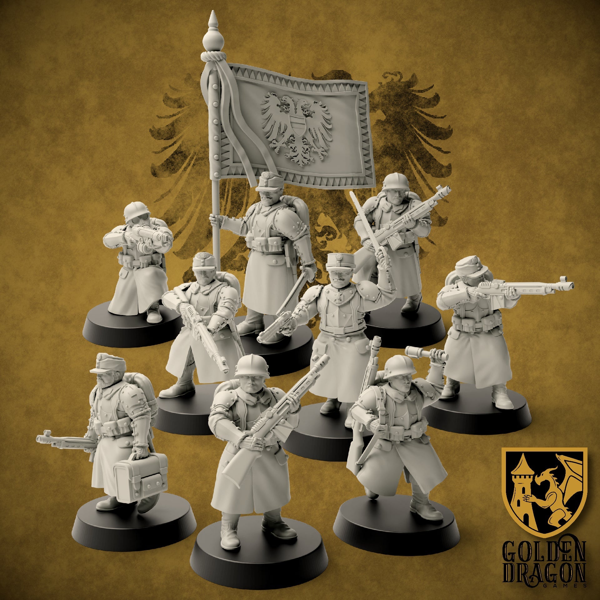Holy Roman Empire Veterans and Command | Golden Dragon Games Weird WW2 Role Playing Miniatures