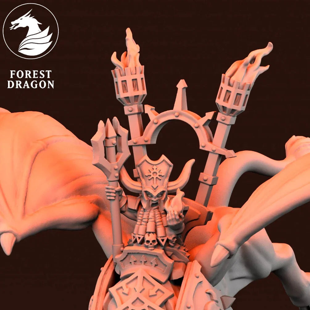 Dwarf Daemonsmith Lord on Taurus | Forest Dragon 10mm Fantasy Wargaming Miniatures Sorceror Role Playing Miniatures