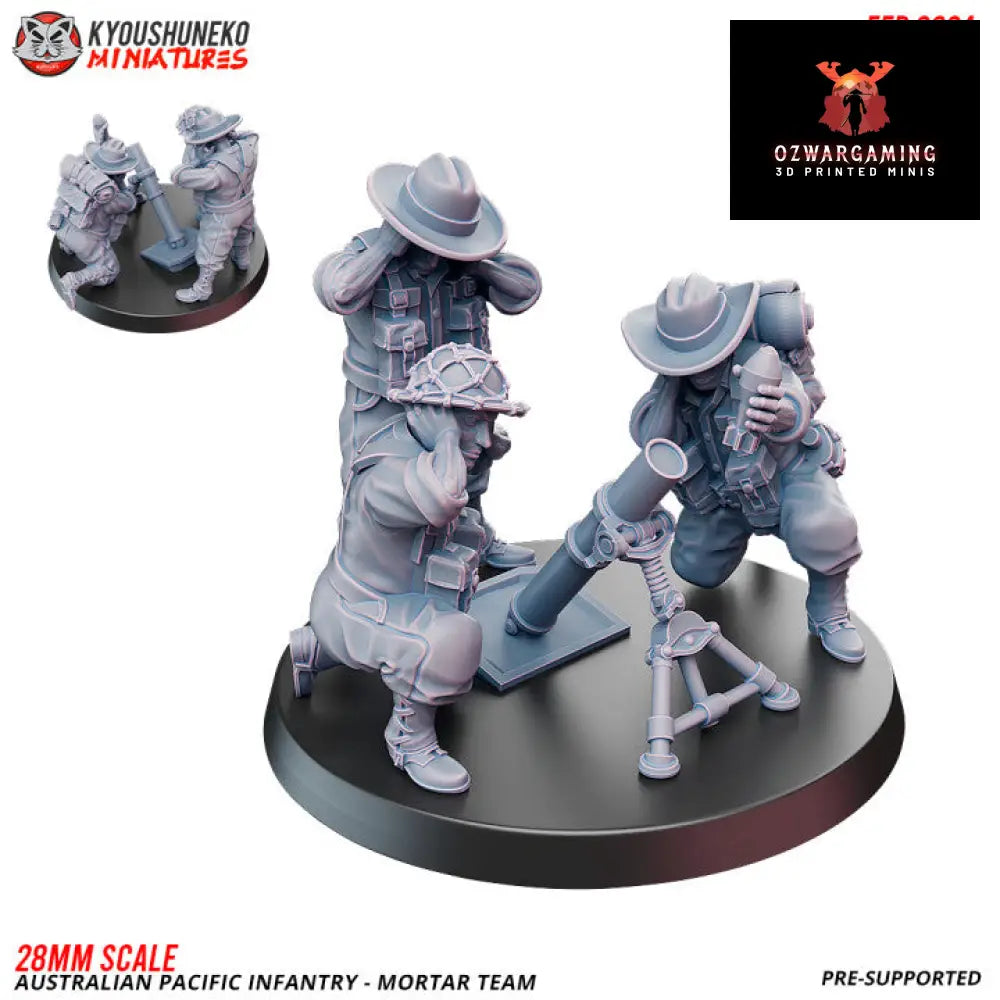 Pacific Australian Mortar Team | Kyoushuneko 28mm WW2 Wargaming Miniatures Role Playing Miniatures