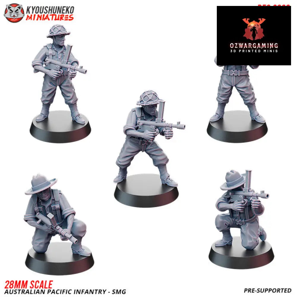 Pacific Australian SMG Infantry | Kyoushuneko 28mm WW2 Wargaming Miniatures Role Playing Miniatures