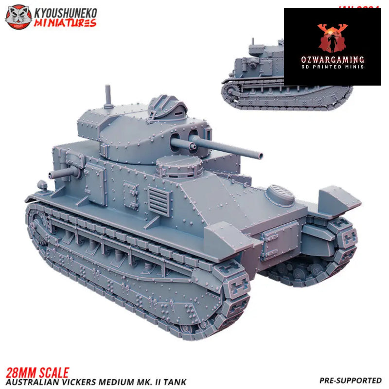 Pacific Australian Vickers Mk II Tank | Kyoushuneko 28mm WW2 Wargaming Miniatures Role Playing Miniatures