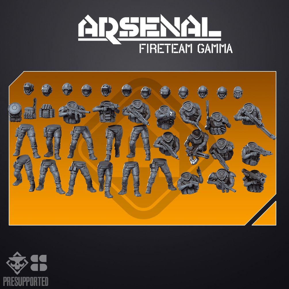 ARSENAL INFANTRY: Fireteam Gamma | Skullforge Studios 32mm Wargaming Miniatures Role Playing Miniatures
