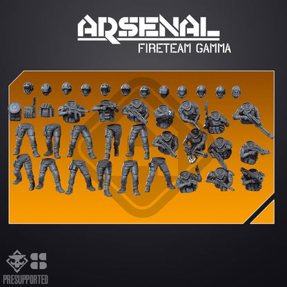 ARSENAL INFANTRY: Fireteam Gamma | Skullforge Studios 32mm Wargaming Miniatures Role Playing Miniatures