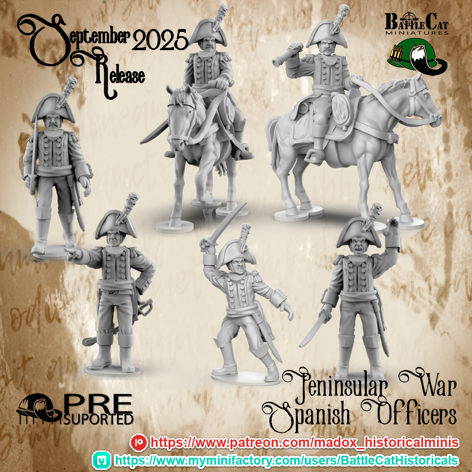 Napoleonic Spanish Peninsular Officers | Battlecat 28mm Historical Wargaming Miniatures Role Playing Miniatures