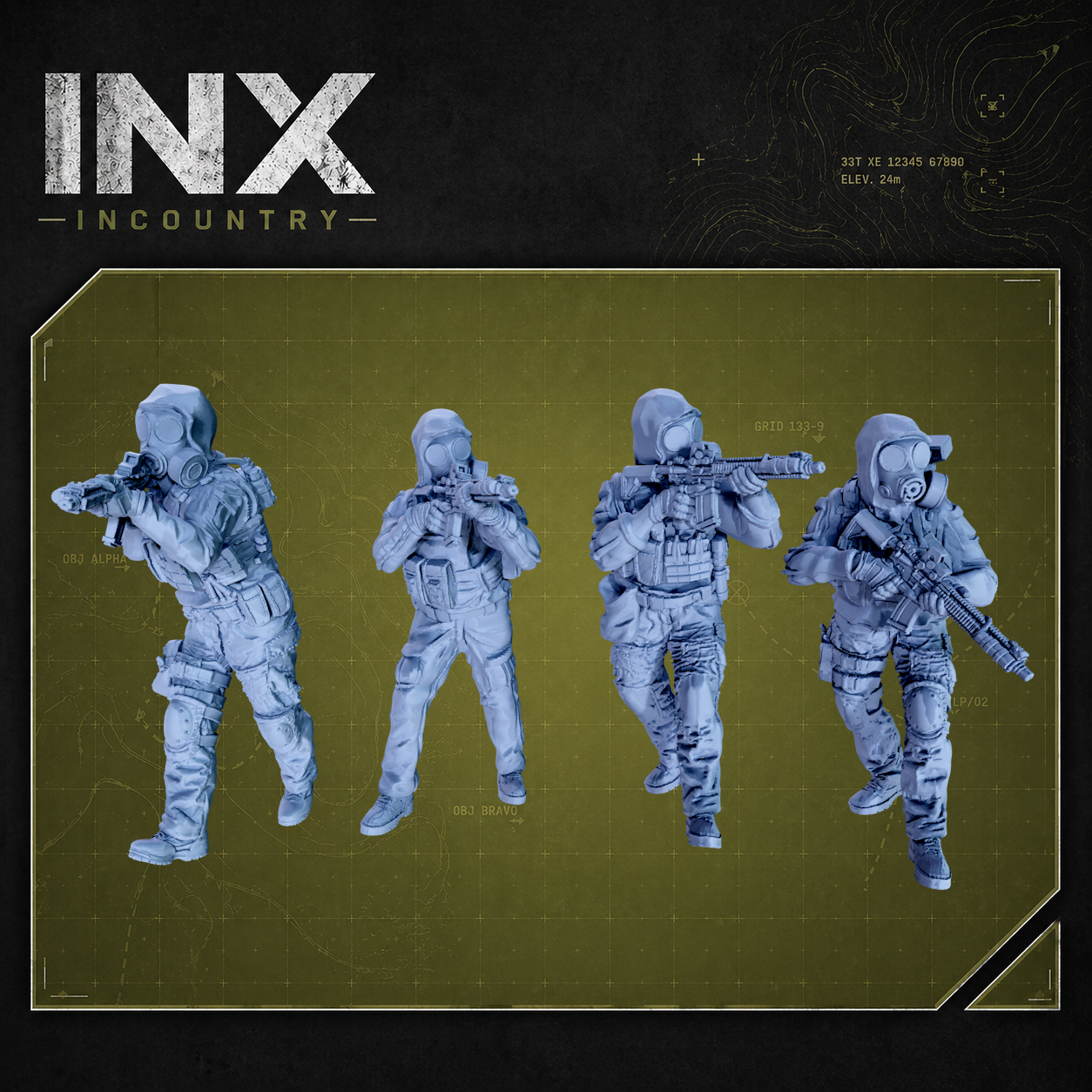 INX Incountry Legacy Gas Mask Ops |  Echo Dark Studios Modern Military Wargaming Miniatures