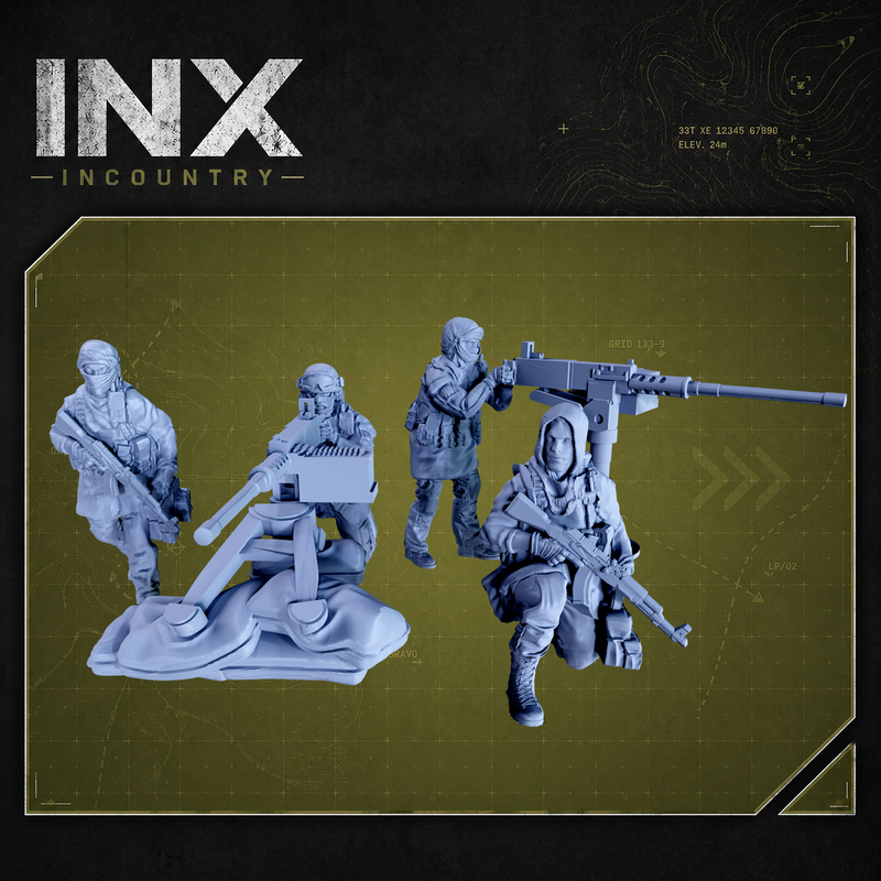 INX Incountry Legacy Insurgent Weapon Team |  Echo Dark Studios Modern Military Wargaming Miniatures