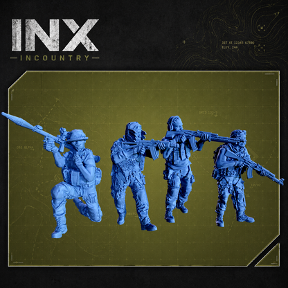 INX Incountry Legacy African Irregulars Weapons Team |  Echo Dark Studios Modern Military Wargaming Miniatures