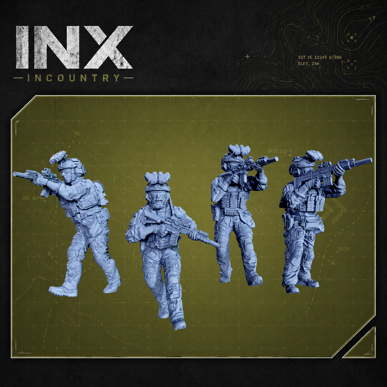 INX Incountry Legacy Green Beret Fireteam |  Echo Dark Studios Modern Military Wargaming Miniatures