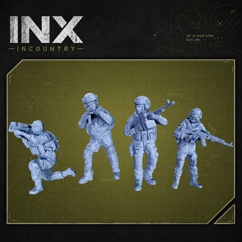 INX Incountry Legacy ICTF Weapons Team |  Echo Dark Studios Modern Military Wargaming Miniatures