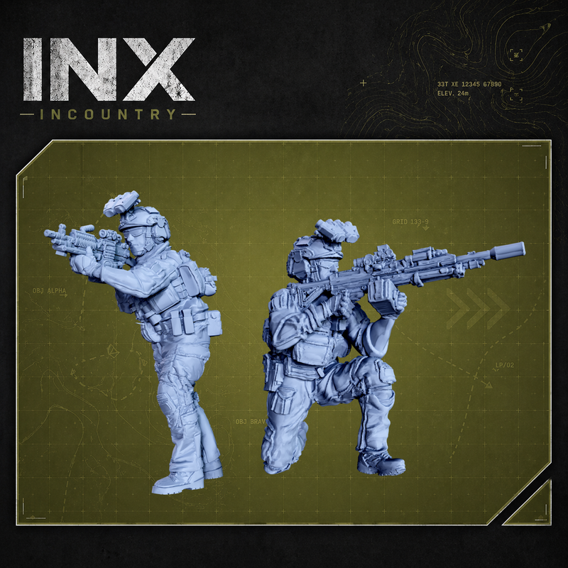 INX Incountry Legacy Green Beret Support Weapons |  Echo Dark Studios Modern Military Wargaming Miniatures