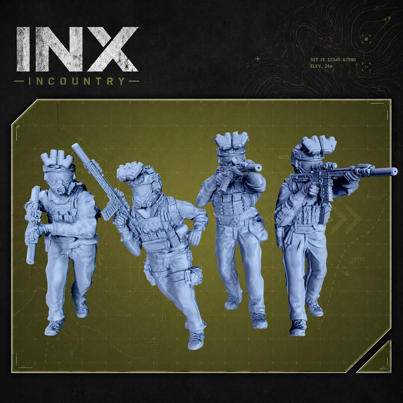 INX Incountry Legacy M4 Operators Gas Mask |  Echo Dark Studios Modern Military Wargaming Miniatures