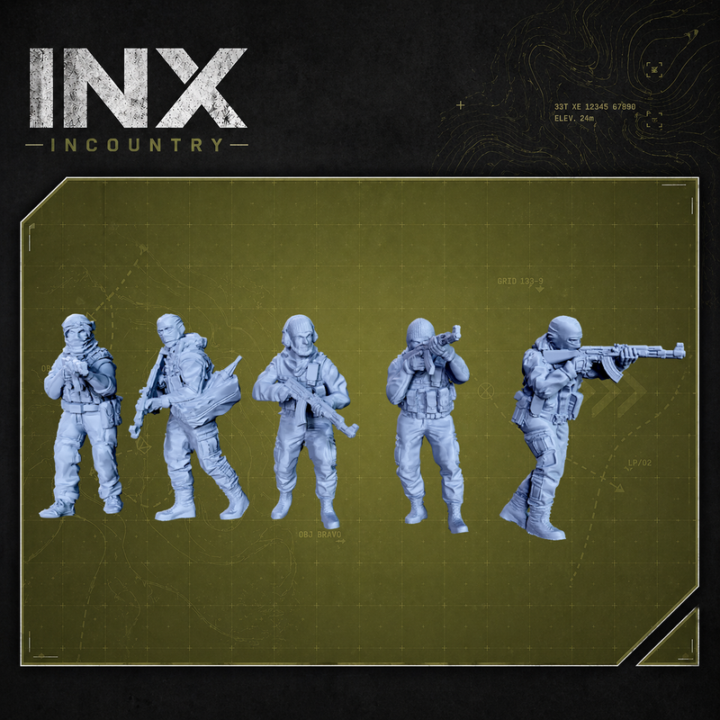 INX Incountry Legacy Insurgent Fireteam |  Echo Dark Studios Modern Military Wargaming Miniatures