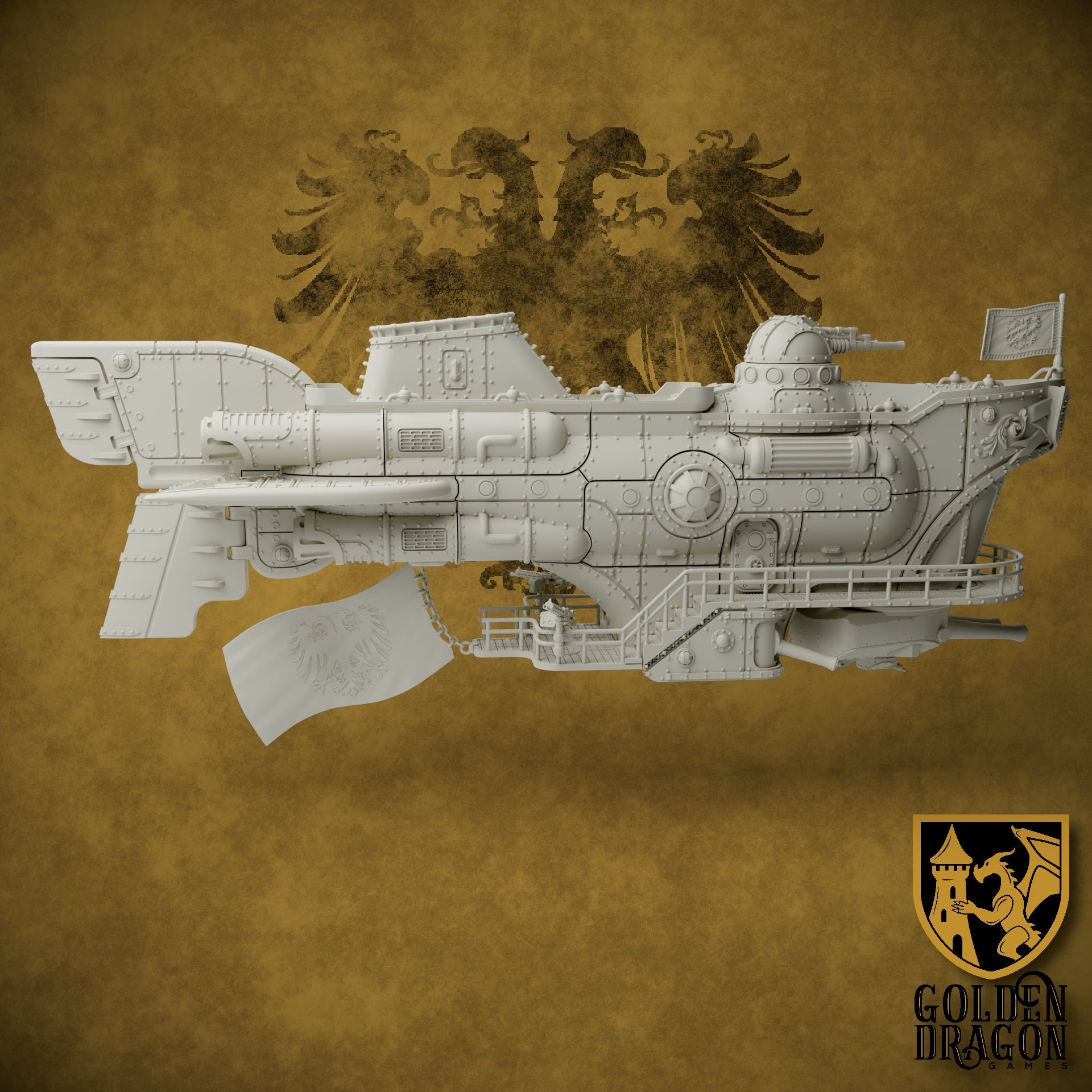 Holy Roman Empire Graf Class Panzerzeppelin | Golden Dragon Games Weird WW2 Role Playing Miniatures