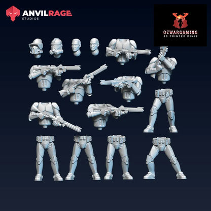 Rangers Long Rifles | Anvilrage Galactic SciFi Miniatures 32mm 1/47 Legion Scale Role Playing Miniatures
