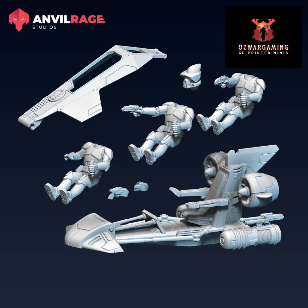 Rangers Patrol Bikes | Anvilrage Galactic SciFi Miniatures 32mm 1/47 Legion Scale Role Playing Miniatures